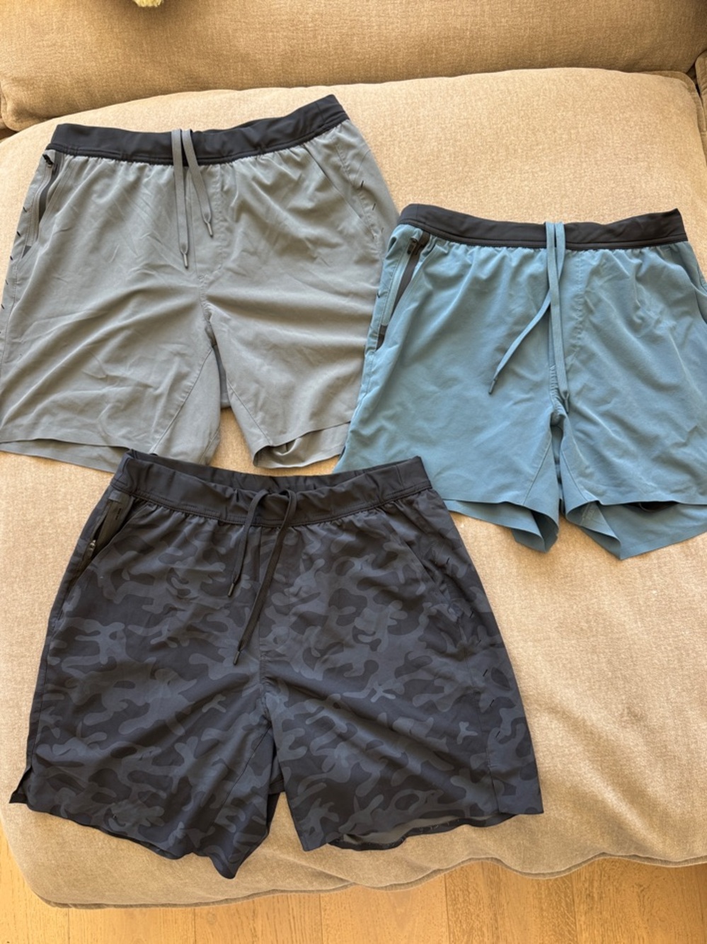 TEN THOUSAND 3-Pack Athletic Drawstring Shorts in Blue, Gray, Black Camo